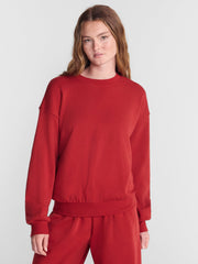 No Boundaries Women's Relaxed-Fit Crewneck Pullover Sleep Top, Long Sleeve, Platinum Silver Heather, 2X
