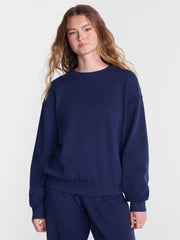 No Boundaries Women's Relaxed-Fit Crewneck Pullover Sleep Top, Long Sleeve, Platinum Silver Heather, 2X