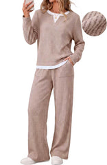 UVN Fall 2 Peice outfit set for Women Color Block Tops and Wide Leg Pants Ladies Sweatsuit Casual Matching Set