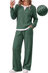 UVN Fall 2 Peice outfit set for Women Color Block Tops and Wide Leg Pants Ladies Sweatsuit Casual Matching Set