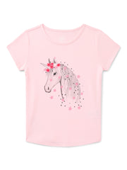 Wonder Nation Girls Embroidered Graphic T-Shirt with Short Sleeves, Sizes 4-18 & Plus