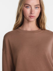 No Boundaries Women's Relaxed-Fit Crewneck Pullover Sleep Top, Long Sleeve, Platinum Silver Heather, 2X