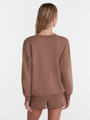 No Boundaries Women's Relaxed-Fit Crewneck Pullover Sleep Top, Long Sleeve, Platinum Silver Heather, 2X