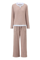 UVN Fall 2 Peice outfit set for Women Color Block Tops and Wide Leg Pants Ladies Sweatsuit Casual Matching Set