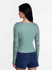 Madden NYC Women's Boatneck Graphic Top with Long Sleeves, Sizes XXS-XXL