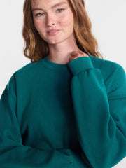 No Boundaries Women's Relaxed-Fit Crewneck Pullover Sleep Top, Long Sleeve, Platinum Silver Heather, 2X