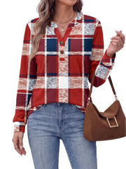 Fantaslook V Neck Button Sweatshirt for Women Pullover Long Sleeve Shirts Fall Fashion Tunic Tops