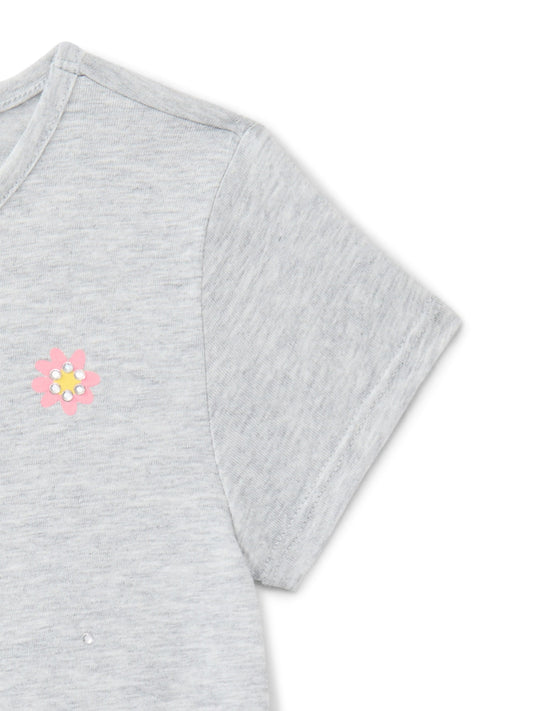 Wonder Nation Girls Embroidered Graphic T-Shirt with Short Sleeves, Sizes 4-18 & Plus