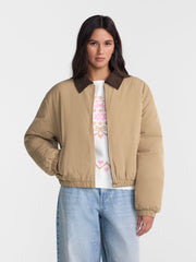 No Boundaries Boxy Puffer Barn Jacket, Women's and Women's Plus XXS-4X