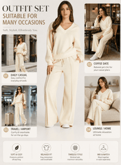 DOKOTOO Sweatsuits for Women 2 Piece Outfits Oversized Casual V Neck Sweatshirt with Wide Leg Sweatpants Tracksuit Jogger Set