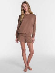 No Boundaries Women's Relaxed-Fit Crewneck Pullover Sleep Top, Long Sleeve, Platinum Silver Heather, 2X