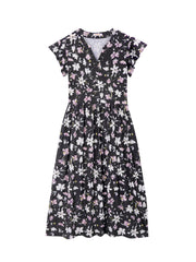 Fantaslook Summer Dresses for Women Ruffle Sleeve V Neck Midi Dresses Fashion Casual Flowy Vacation Sundress