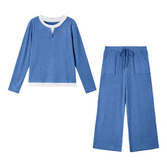 UVN Fall 2 Peice outfit set for Women Color Block Tops and Wide Leg Pants Ladies Sweatsuit Casual Matching Set